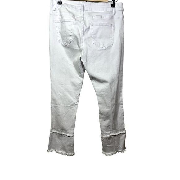 VIA RITINA Women's Tiered Frayed Hem Cropped Jeans White Size 8 - Picture 6 of 9